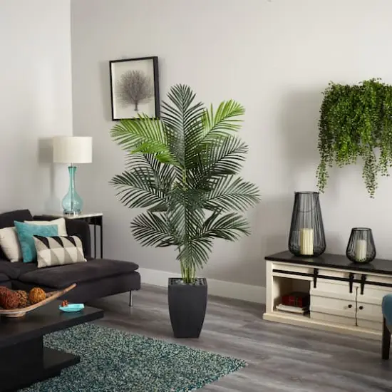 5.5ft. Paradise Artificial Palm Tree in Black Planter {4}