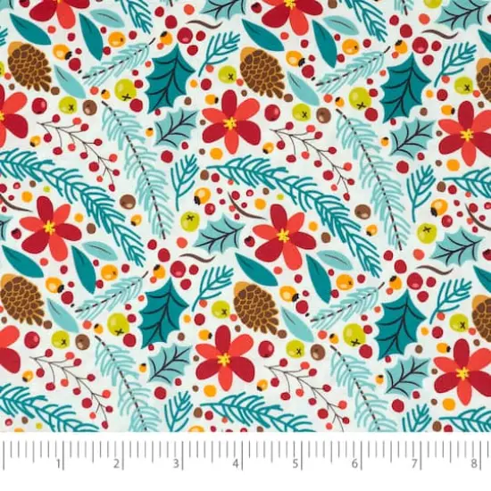 SINGER Christmas Floral Aqua 5 Piece Fat Quarter Bundle {4}