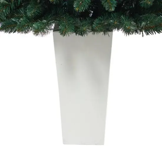 4.5ft. Pre-Lit Northern Rocky Spruce Artificial Christmas Tree in Tower Planter, Clear Lights {7}