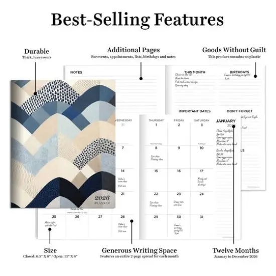 2026 Quilted Curves Medium Monthly Planner {6}