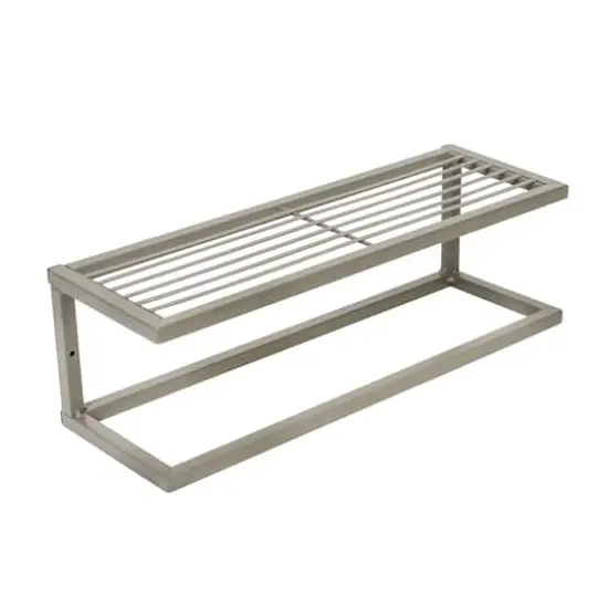 Honey Can Do Steel Bathroom Slatted Shelf with Towel Bar {1}