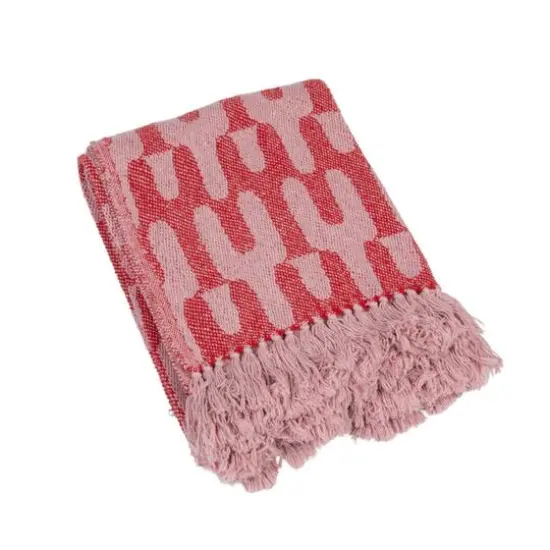 Hello Honey&reg; 60" Red & Pink Patterned Throw Blanket with Fringe {1}