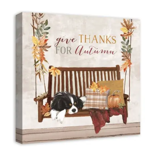 Autumn Porch Swing Canvas Wall Art {5}