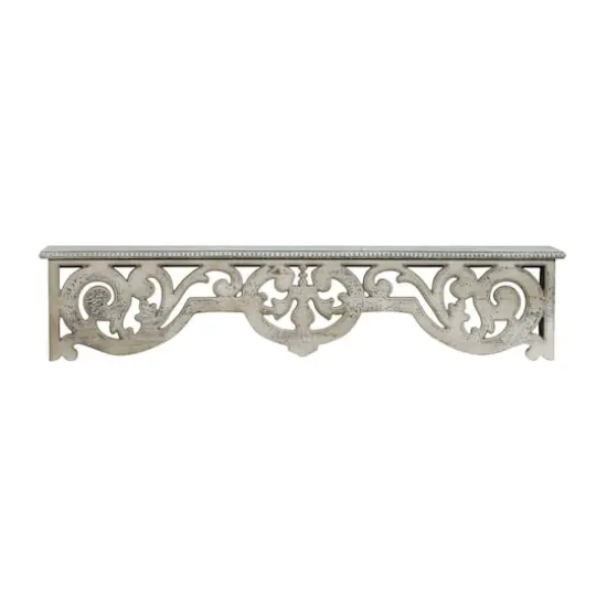 White Wood Farmhouse Wall Shelf, 10" x 48" x 8" {1}