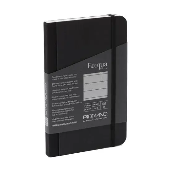 Fabriano&reg; EcoQua Plus Lined Fabric-Bound Notebook Black {1}
