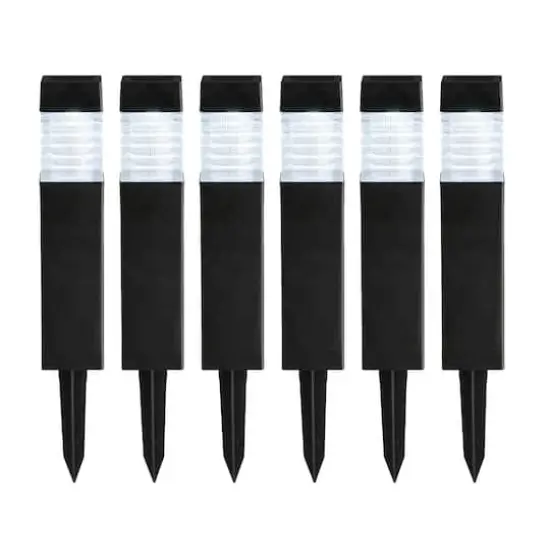 Glitzhome&reg; 15.25" Solar Powered Transparent Texture Lens Pathway Stake Lights, 6ct. {1}