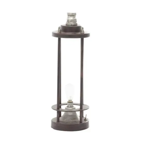 Brown Iron Industrial LED Lantern, 13" x 4" x 4" {1}