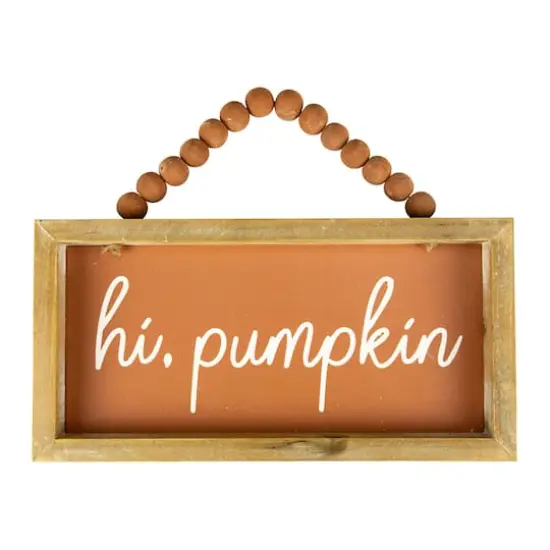 12" Orange Hi Pumpkin Autumn Harvest Wall Sign {1}