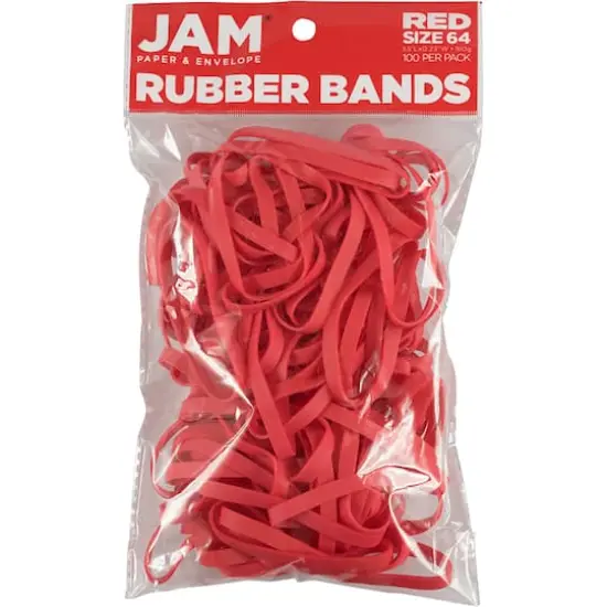 JAM Paper Size 64 Rubber Bands, 100ct. Red {4}