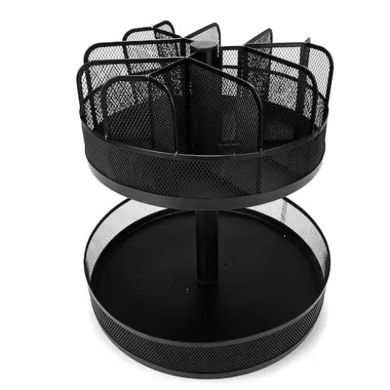 Mind Reader Black Metal Mesh 2-Tier Lazy Susan Granola Bar and Snack Organizer {8}