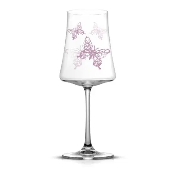 JoyJolt&reg; 19oz. Meadow Butterfly Crystal White Wine Glass Set, 2ct. {4}
