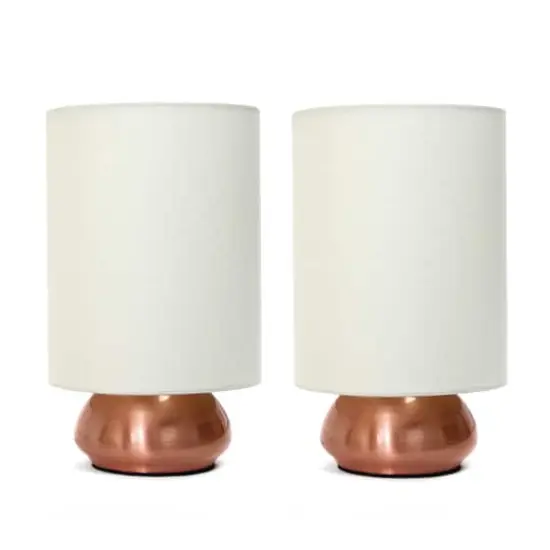 Simple Designs&trade; 2-Pack Mini Touch Lamps with Shades Rose Gold Base and Cream Shades {1}
