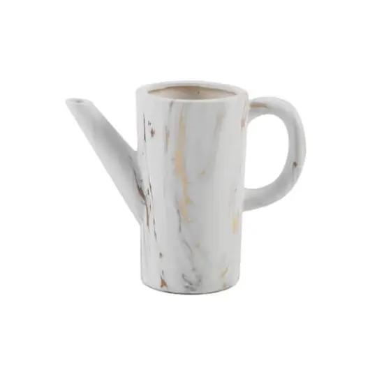 Flora Bunda 8.75" Gold Marble Ceramic Watering Can {1}