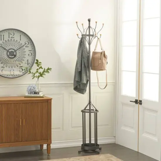 Black Metal Industrial Coat Rack, 19" x 77" {8}