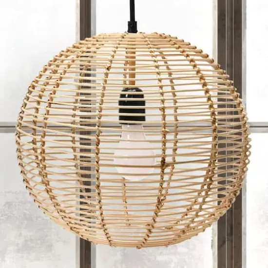 Hello Honey® Modern Boho Handwoven Rattan Globe Pendant Light {3}