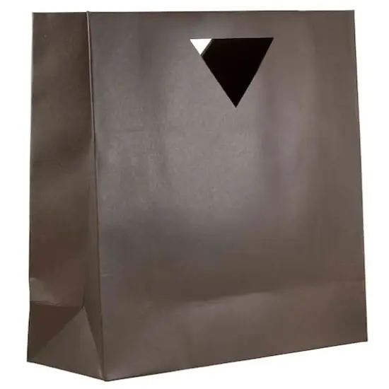 JAM Paper Chocolate Brown Large Heavy Duty Triangular Handle Gift Bags, 3ct. {1}