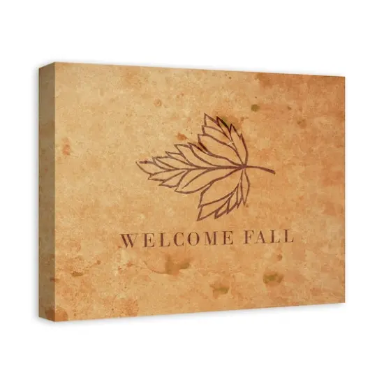 Welcome Fall Leaf Canvas Wall Art {3}