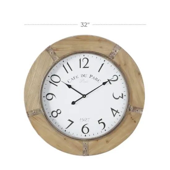 Brown Rustic Wood Wall Clock, 32" x 32" {6}