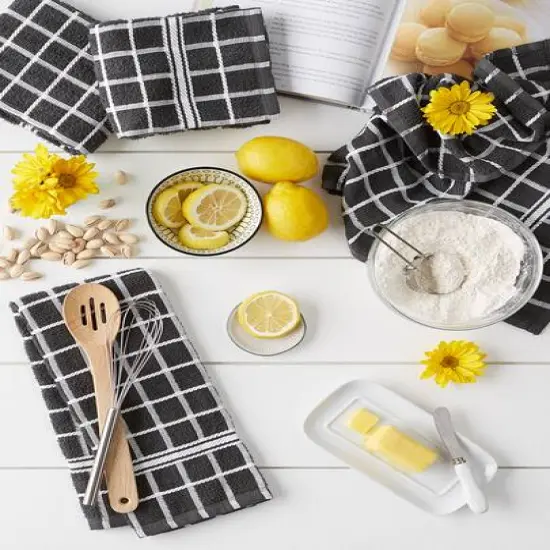 DII&reg; Solid Windowpane Terry Dishtowels, 4ct. Mineral Gray {7}