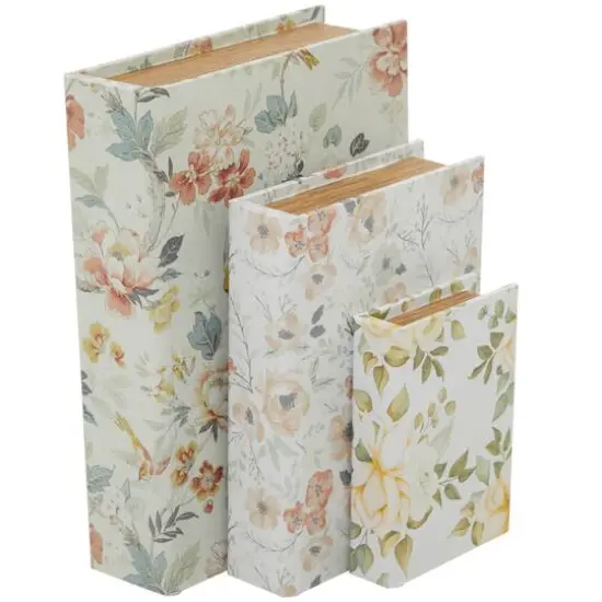 Vintage Floral Canvas Faux Book Box Set {1}
