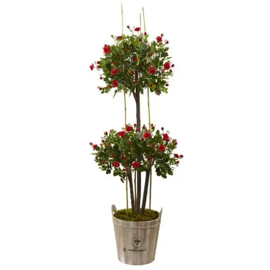 5.5ft. Rose Topiary Artificial Tree in Rustic Planter {1}