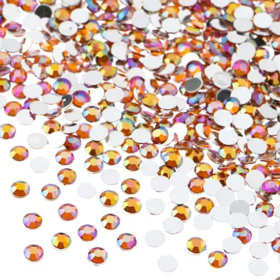 John Bead Acrylic Round Flat Back Rhinestones, 4mm Orange AB {1}