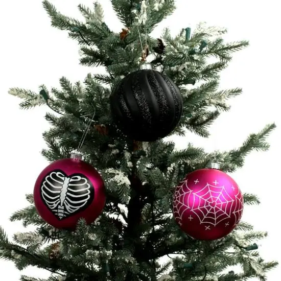 4.75" Black & Pink Plastic Ball Ornament Set by Ashland&reg; {4}