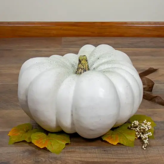 14" White Flat Round Pumpkin Tabletop D&eacute;cor {4}