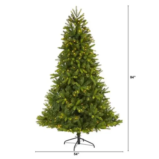 7ft. Pre-Lit New Haven Spruce Artificial Christmas Tree, Clear LED Lights {8}