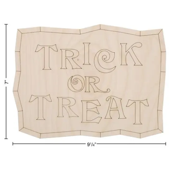 Leisure Arts&reg; Home 9.5" x 7" Trick or Treat Wood Sign {4}