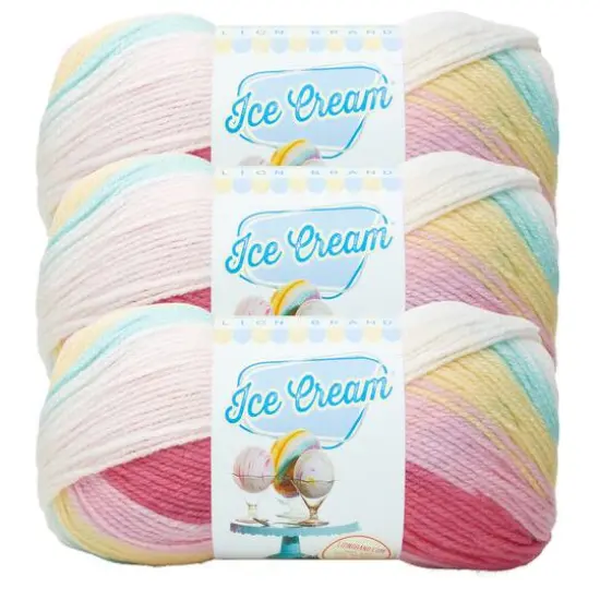 3 Pack Lion Brand&reg; Ice Cream&reg; Yarn Twinberry Cheesecake {2}