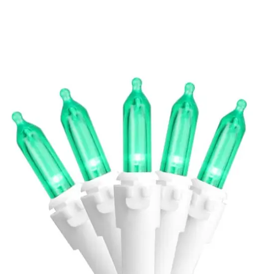 100ct. LED Mini Christmas Lights With White Wire Green {1}