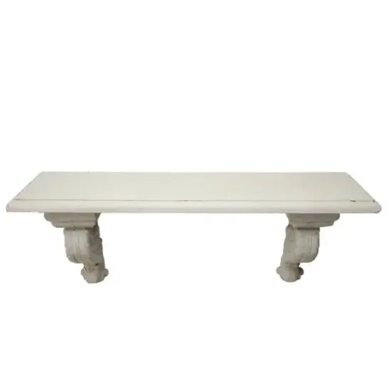 32" White Wood Farmhouse Wall Shelf {3}