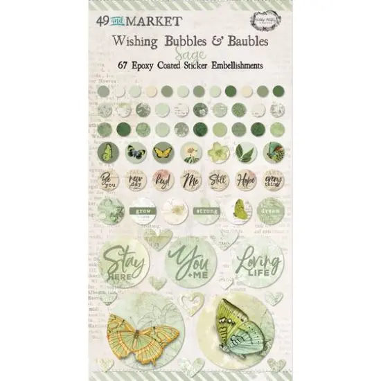 49 And Market Epoxy Coated Wishing Bubbles & Baubles 67/Pkg-Sage {1}