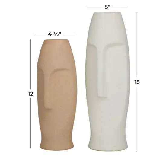 Set of 2 Multi Stoneware Contemporary Vase, 15" x 5" x 5" {8}