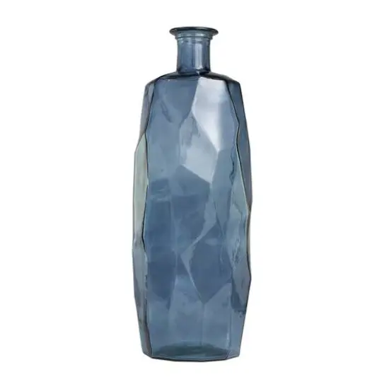 29" Blue Recycled Glass Tall Spanish Bottleneck Vase {3}