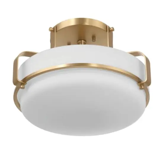 Hello Honey&reg; Chatsworth White & Gold Etched Opal Glass & Metal Semi-Flush Mount Ceiling Light {1}