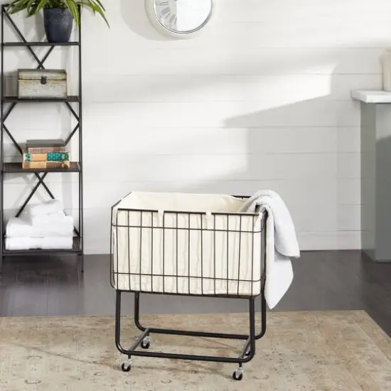 Black Contemporary Metal Storage Cart {7}