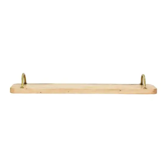 Hello Honey&reg; 23" Natural & Gold Boho Rectangle Mango Wood Tray with Metal Handles {7}