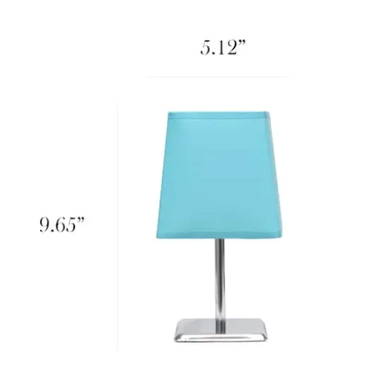 Simple Designs&trade; 9.5" Mini Chrome Table Lamp with Squared Empire Shade Blue {4}