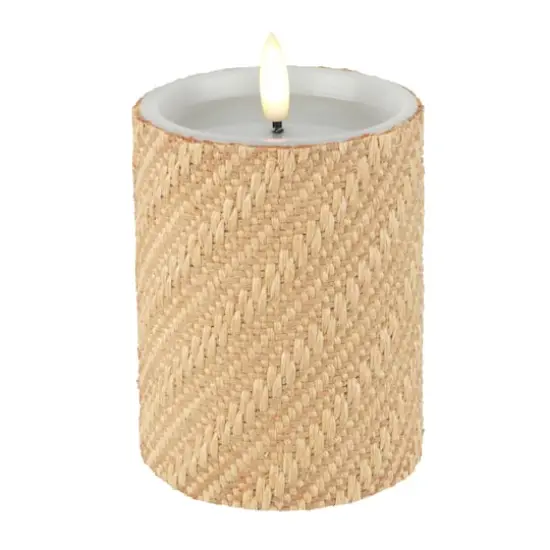4" Woven Wax LED Pillar Candle by Ashland&reg; Natural {3}