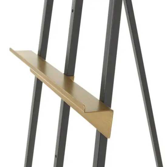 68.5" Black Metal Painter's Inspired 4-Tier Display Easel with Gold Accents {8}