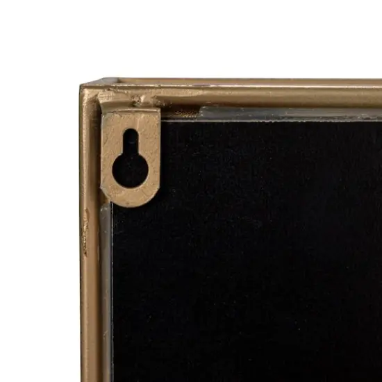 Hello Honey® 20" Gold Metal Wall Mirror with Reclaimed Wood Base {5}