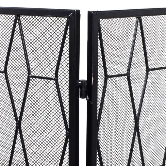 Black Metal Contemporary Fireplace Screen, 31" x 51" x 1" {4}