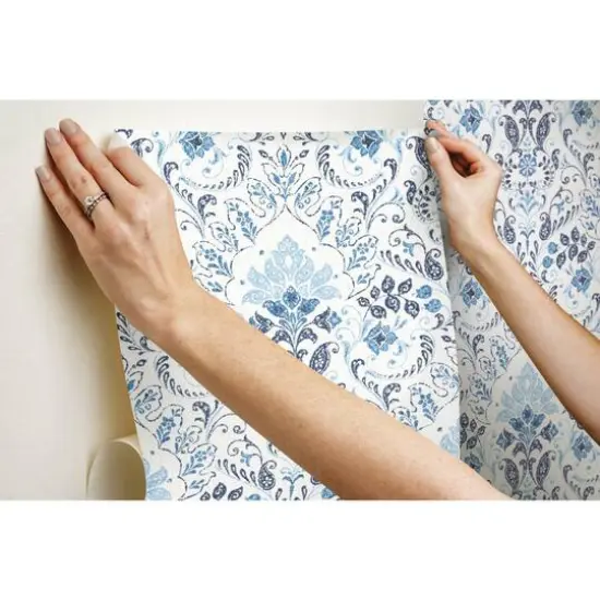 RoomMates Persian Damask Peel & Stick Wallpaper Blue {11}