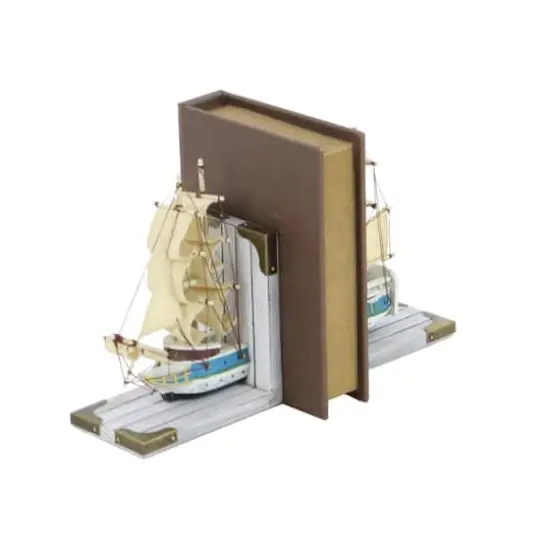 9" White Wood Coastal Sailboat Bookends, 2ct. {4}