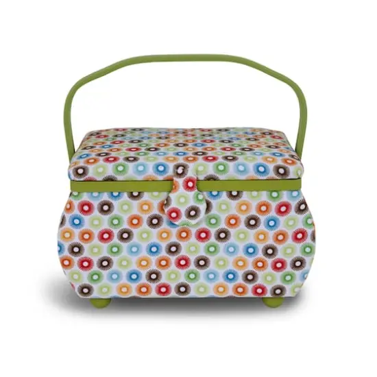 Dritz&reg; Multicolor Retro Large Curved Sewing Basket {3}