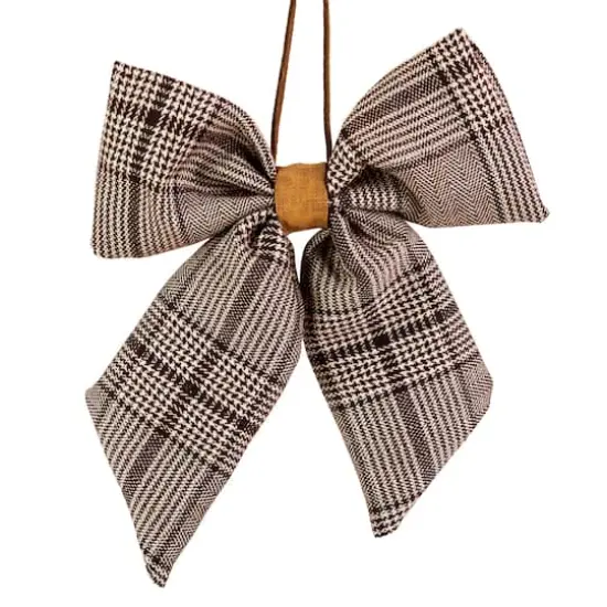19" Black & White Plaid Two Loop Christmas Bow Decoration {3}
