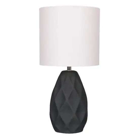 14.5" Gray Ceramic Table Lamp with White Fabric Shade by Ashland® {1}
