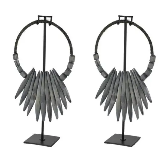 20" Gray Teak Wood Natural Sculpture {9}